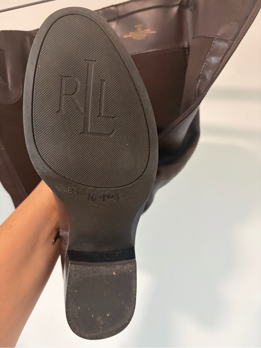 Ralph Lauren Dark Brown Leather Knee-High Riding Boot - Maribel - Size 8 - Picture 10 of 11